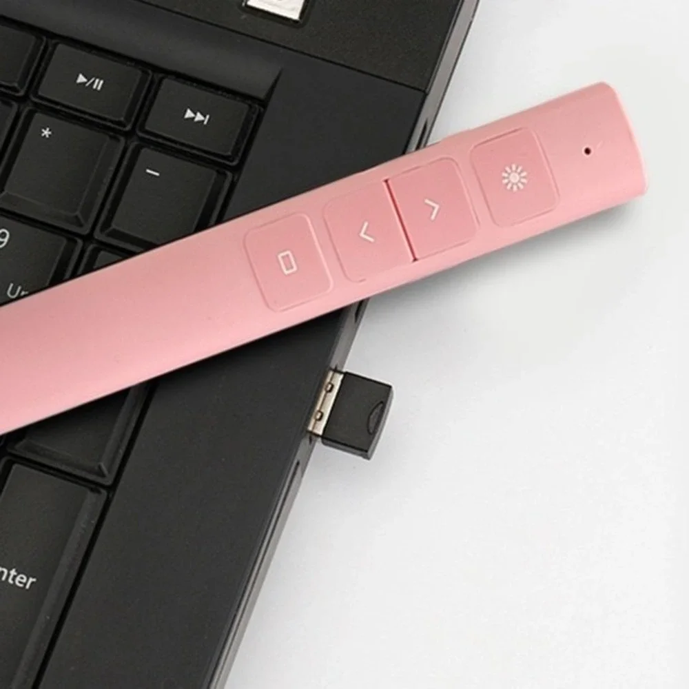2.4 GHz Wireless Presenter with Red Pointers RF Remote Control Rechargeable Pink